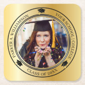 Afstuderen Pet Afstudeerder met gouden toon Kartonnen Onderzetters (Voorkant)