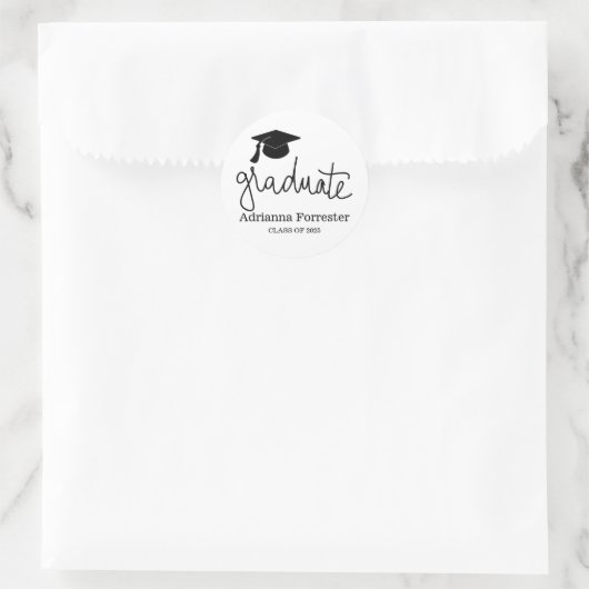 Afstuderen Pet | Afstuderen script Ronde Sticker (Tas)