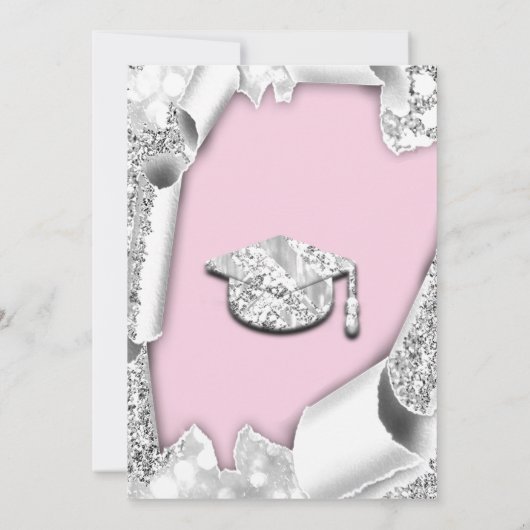 Afstuderen PET Bachelorette Pink Silver Kaart (Achterkant)