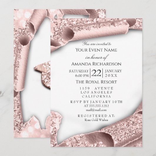 Afstuderen PET Bachelorette White Rose Pink 3D Kaart (Voorkant / Achterkant)