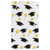 Afstuderen Pet ballons Stars Patroon Geel Zwart Klein Cadeauzakje (Achterkant)