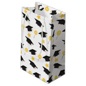 Afstuderen Pet ballons Stars Patroon Geel Zwart Klein Cadeauzakje (Achterkant Gekanteld)