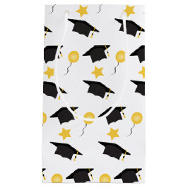 Afstuderen Pet ballons Stars Patroon Geel Zwart Klein Cadeauzakje