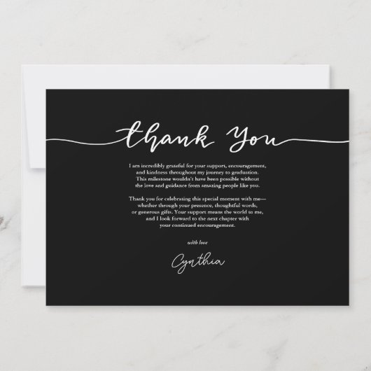 Afstuderen Pet Bedankt Script Foto | Black Kaart (Achterkant)