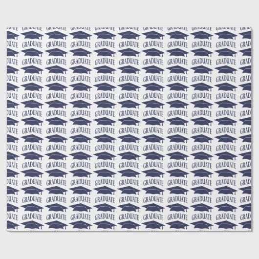 Afstuderen Pet Blauw Cadeaupapier (Vlak)