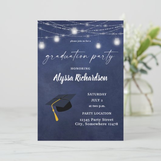 Afstuderen Pet Chalkboard Graduation Party Blue Kaart (Staand voorkant)