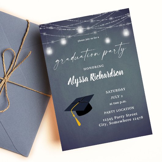 Afstuderen Pet Chalkboard Graduation Party BlueG Kaart