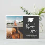 Afstuderen Pet Chalkboard Hartelijk dank | Manuscr Bedankkaart (Staand voorkant)