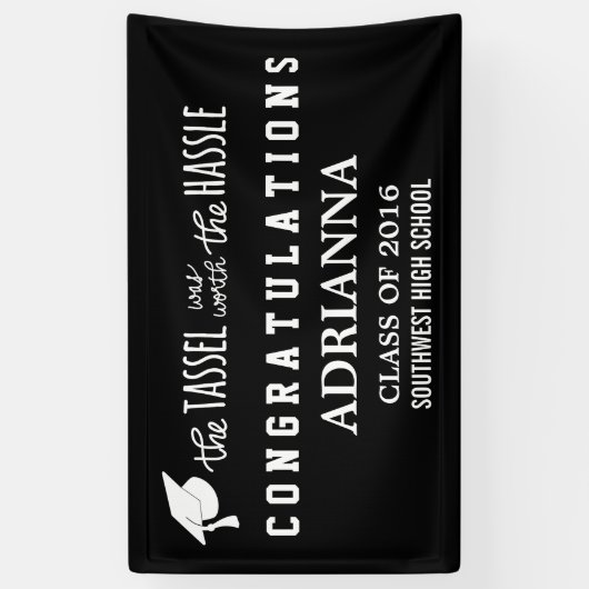 Afstuderen Pet de Tassel was de Hassle waard Spandoek (Verticaal)