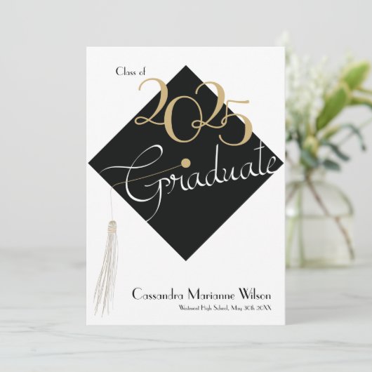 Afstuderen Pet Elegant Aankondiging (Staand voorkant)