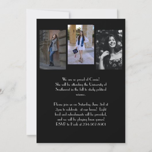 Afstuderen Pet Elegant Aankondiging (Achterkant)