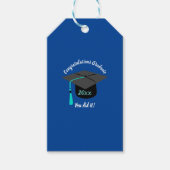 Afstuderen Pet en jaar gepersonaliseerd blauw Labe Cadeaulabel (Voorkant)