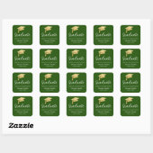 Afstuderen Pet Faux Gold Foil Dank u Groen Vierkante Sticker (Vel)