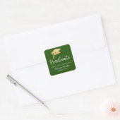 Afstuderen Pet Faux Gold Foil Dank u Groen Vierkante Sticker (Envelop)