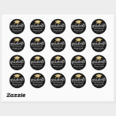 Afstuderen Pet Faux Gold Foil Dank u | Zwart Ronde Sticker (Vel)