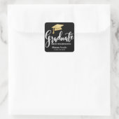 Afstuderen Pet Faux Gold Foil Dank u | Zwart Vierkante Sticker (Tas)