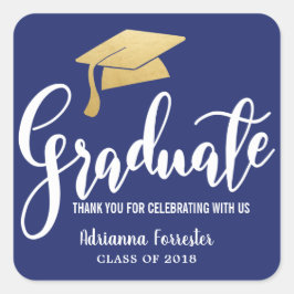 Afstuderen Pet Faux Gold Foil Hartelijk dank, mari Vierkante Sticker