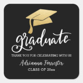 Afstuderen Pet Faux Gold Folie Casual Script Vierkante Sticker (Voorkant)