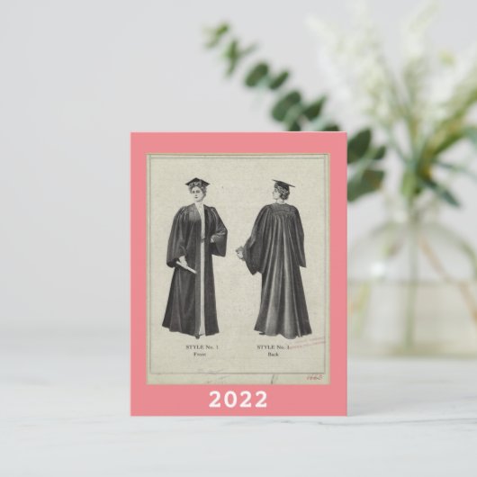  Afstuderen Pet + Geplande 2022 Roze Briefkaart (Staand voorkant)