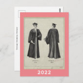  Afstuderen Pet + Geplande 2022 Roze Briefkaart (Voorkant / Achterkant)