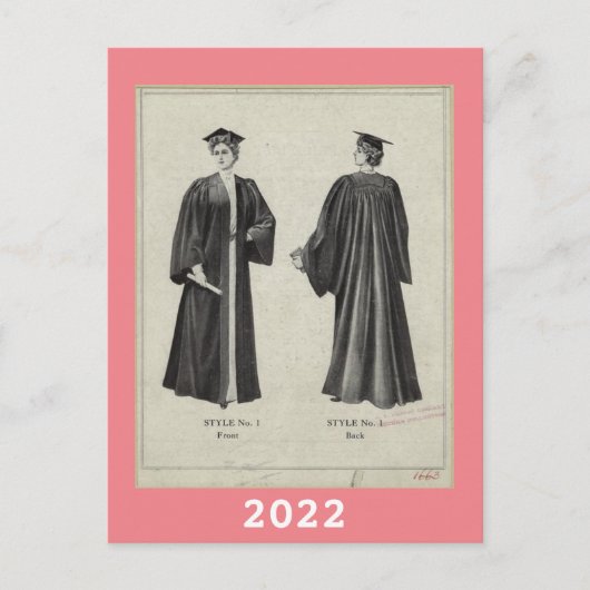  Afstuderen Pet + Geplande 2022 Roze Briefkaart (Voorkant)