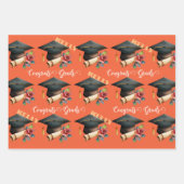 afstuderen PET geschenk afstudeerders feest bloeme Inpakpapier Vel (Voorkant 3)