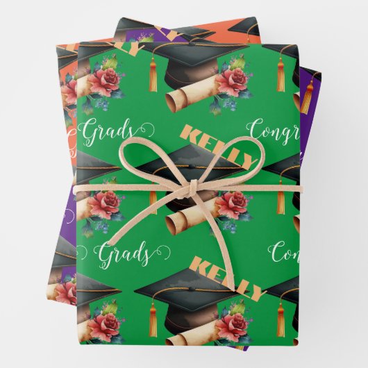 afstuderen PET geschenk afstudeerders feest bloeme Inpakpapier Vel (In situ)