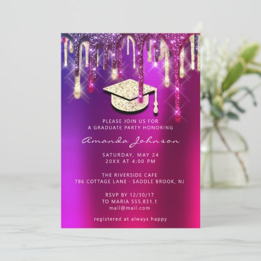 Afstuderen Pet Glitter Holograaf 3D Kaart (Staand voorkant)