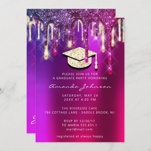 Afstuderen Pet Glitter Holograaf 3D Kaart (Voorkant / Achterkant)