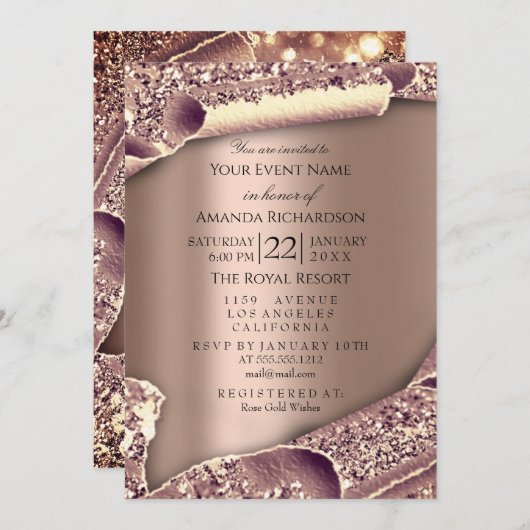 Afstuderen PET Glitter Roos 3D EFFECT Kaart (Voorkant / Achterkant)