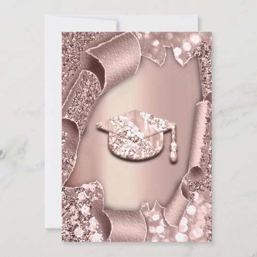 Afstuderen PET Glitter Roos 3D Moderne Sparkle Kaart (Achterkant)