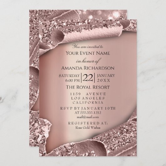 Afstuderen PET Glitter Roos 3D Moderne Sparkle Kaart (Voorkant / Achterkant)