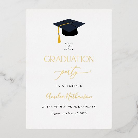 Afstuderen Pet Graduation Party Folie Uitnodiging (Voorkant)