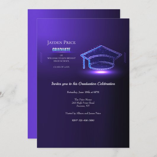 Afstuderen Pet Graduation Party Kaart (Voorkant / Achterkant)