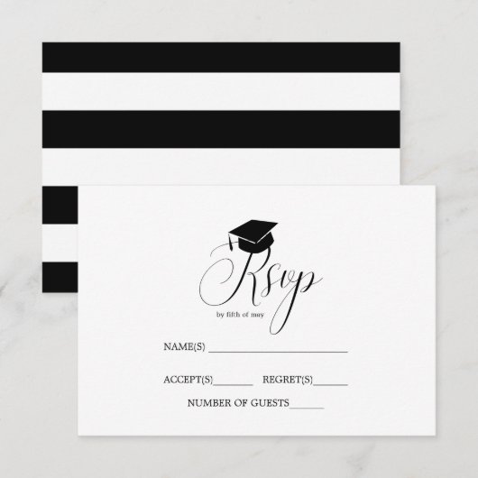 Afstuderen Pet Graduation Party Typografie RSVP Kaart (Voorkant / Achterkant)