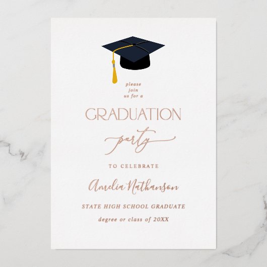 Afstuderen Pet Graduation Party - Volledig Folie Uitnodiging (Voorkant)