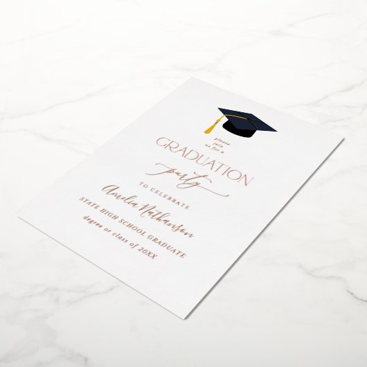 Afstuderen Pet Graduation Party - Volledig Folie Uitnodiging (Gedraaid)