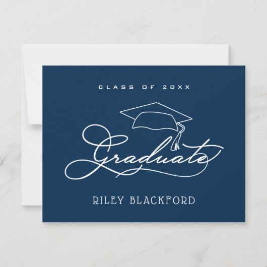 Afstuderen Pet marineblauw Notitiekaartje (Voorkant)