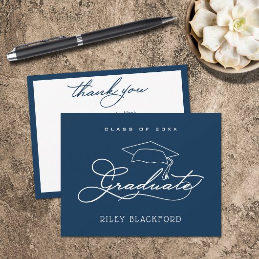 Afstuderen Pet marineblauw Notitiekaartje