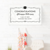 Afstuderen Pet Modern Gefeliciteerd Eenvoudig Spandoek (Insitu)