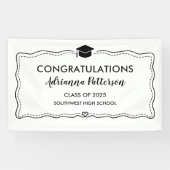 Afstuderen Pet Modern Gefeliciteerd Eenvoudig Spandoek (Horizontaal)