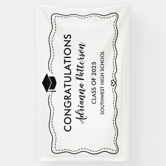 Afstuderen Pet Modern Gefeliciteerd Eenvoudig Spandoek (Verticaal)