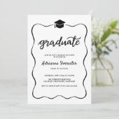 Afstuderen Pet Modern Schattige lint Lijst Kaart (Staand voorkant)