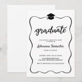 Afstuderen Pet Modern Schattige lint Lijst Kaart (Voorkant / Achterkant)