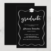 Afstuderen Pet Modern Schattige Lint Lijst Zwart Kaart (Voorkant / Achterkant)