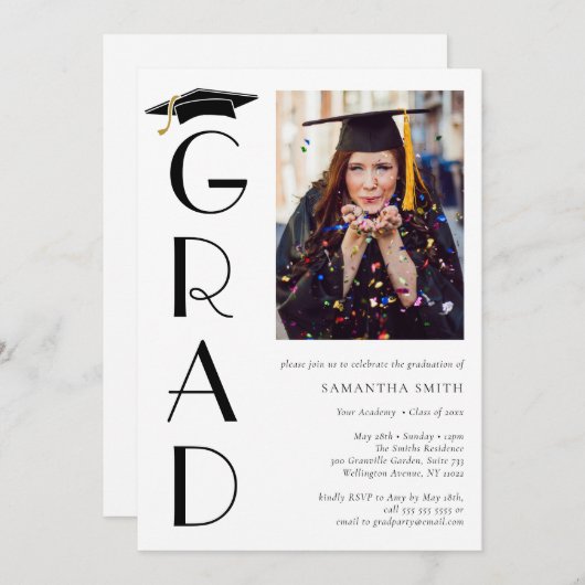 Afstuderen Pet Moderne Typografie Graduation Party Kaart (Voorkant / Achterkant)