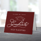 Afstuderen Pet op donkere maroon Notitiekaartje
