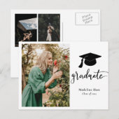 Afstuderen Pet | Sla de datum Afstudeerder fotocol Briefkaart (Voorkant / Achterkant)