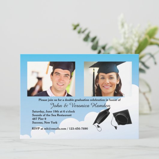 Afstuderen Pet Toss Fotouitnodiging Kaart (Staand voorkant)