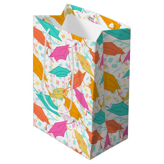 Afstuderen Pet Toss (Tropisch) Medium Cadeauzakje (Voorkant Gekanteld)